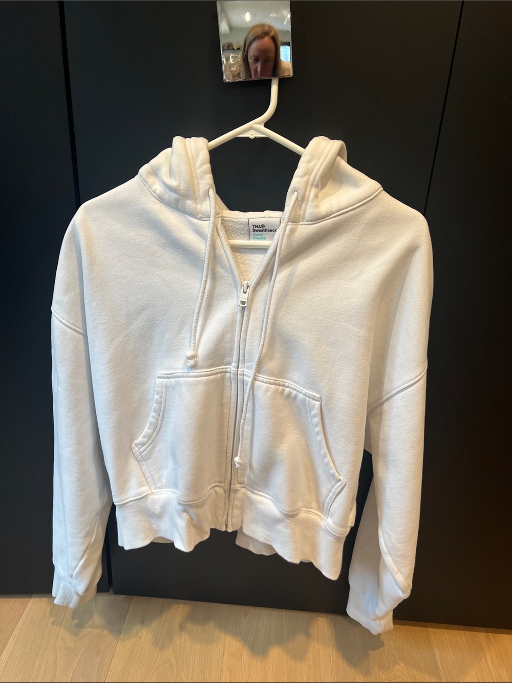 Aritzia White Zip-Up Hoodie Sweatshirt